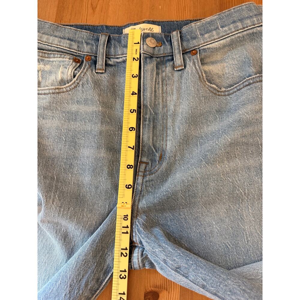Madewell The High Rise Slim Boy Jean 28  Distressed Straight Leg Raw Hem Jeans - Picture 8 of 9